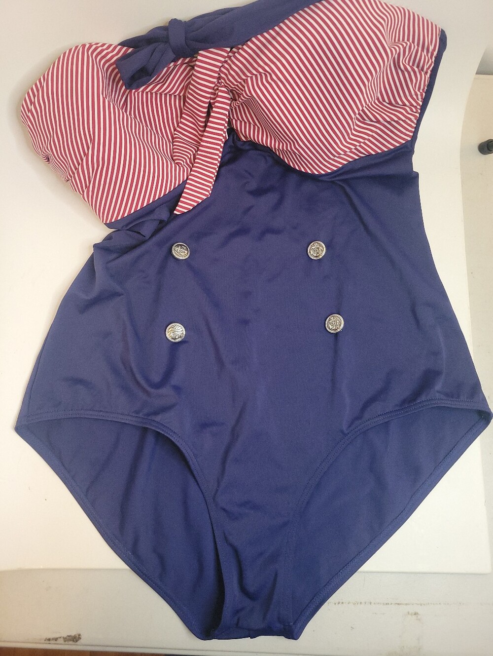 1950s Retro Vintage Push Up Monokini One Piece Swimsuit - Picture 12 of 16